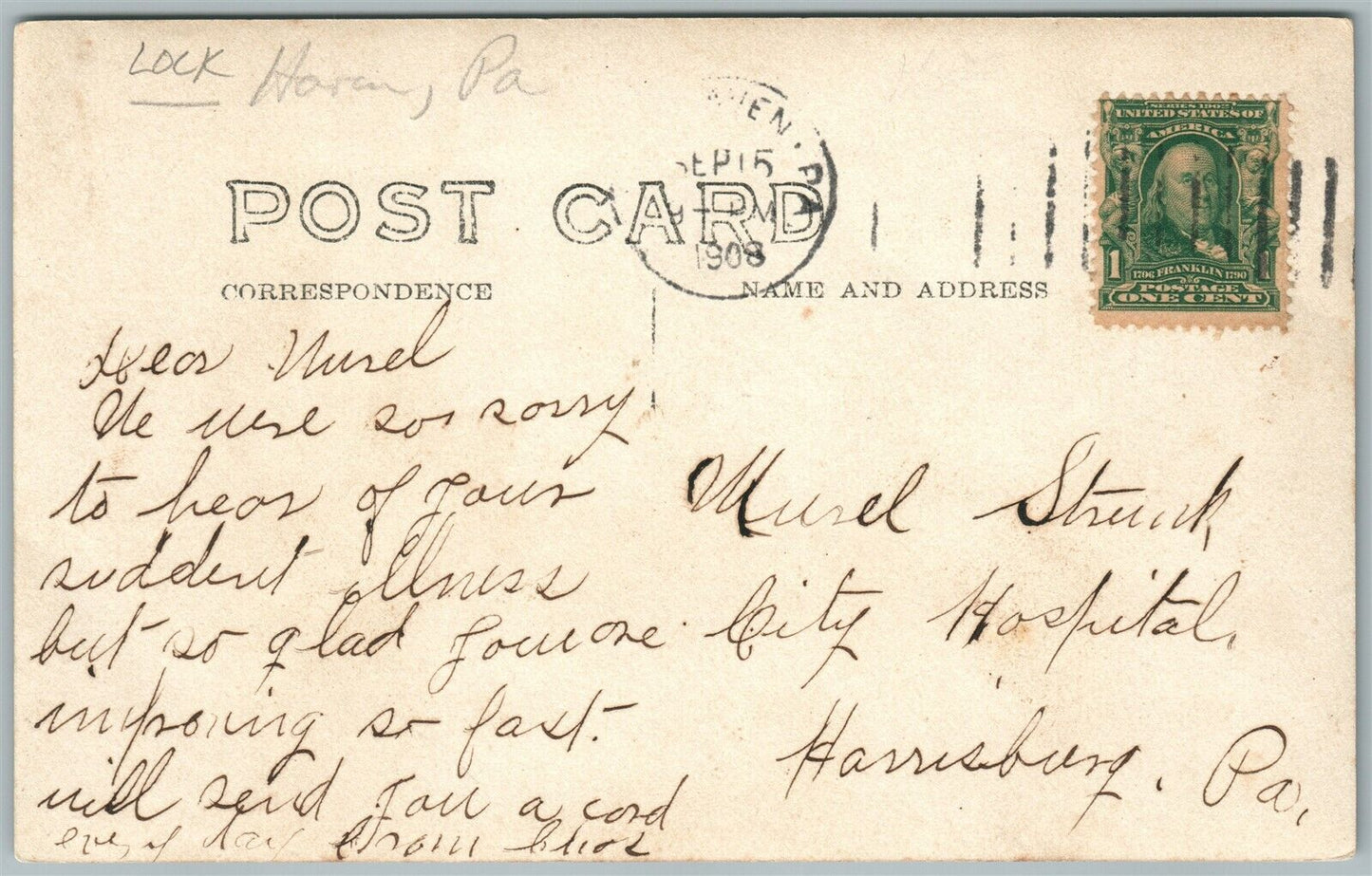 LOCK HAVEN PA 1908 ANTIQUE REAL PHOTO POSTCARD RPPC