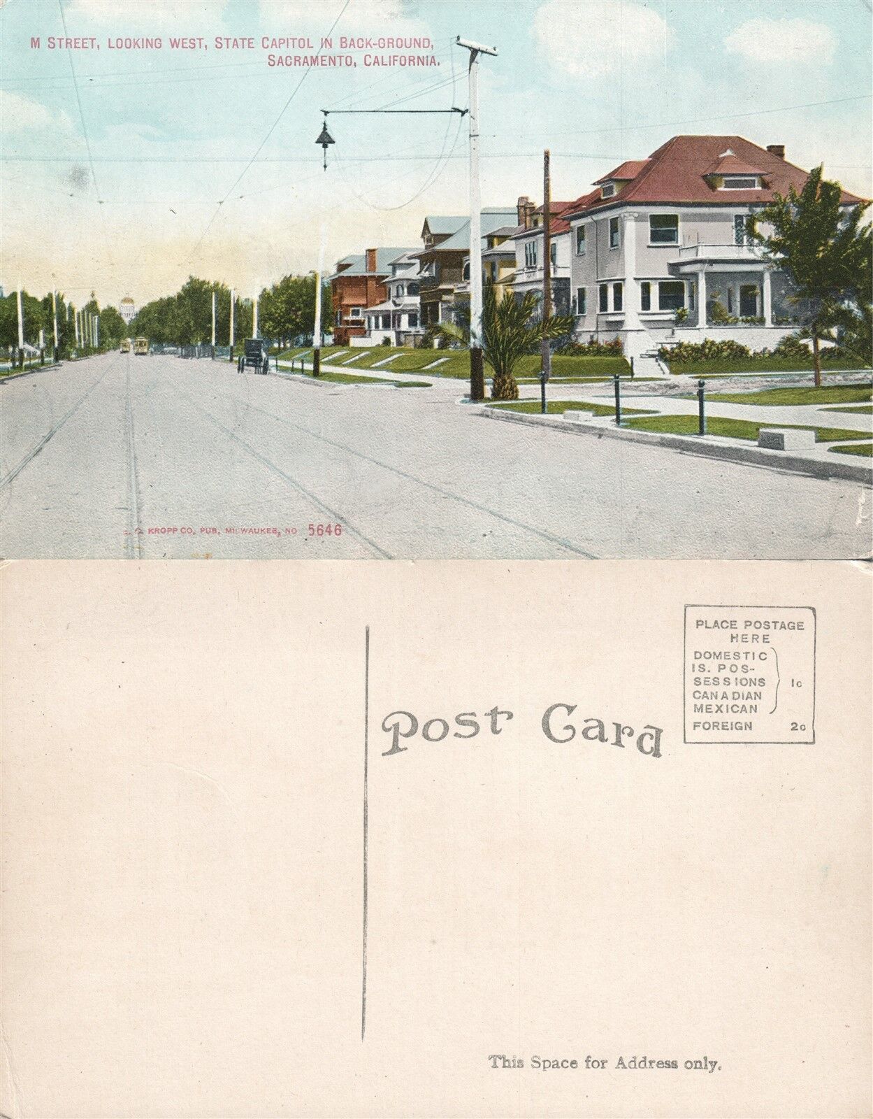 SACRAMENTO CA M STREET ANTIQUE POSTCARD