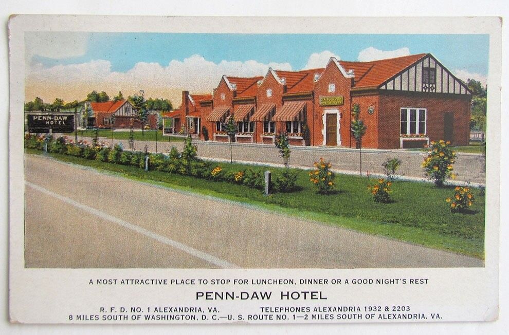 VINTAGE ADVERTISING POSTCARD PENN-DAW HOTEL ALEXANDRIA VA