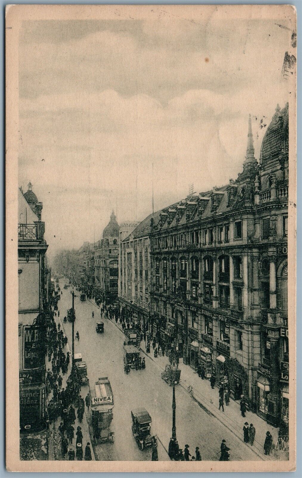 BERLIN GERMANY FRIEDRICH-ECKE LEIPZIGSTR. 1920 ANTIQUE POSTCARD w/ STAMPS