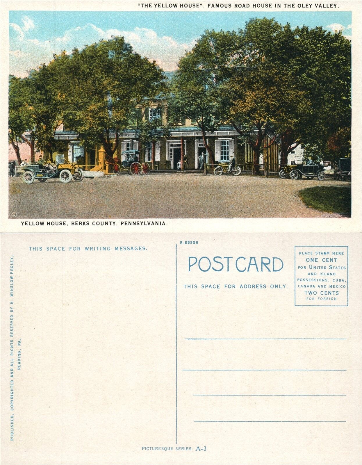 BERKS COUNTY PA YELLOW HOUSE ANTIQUE POSTCARD