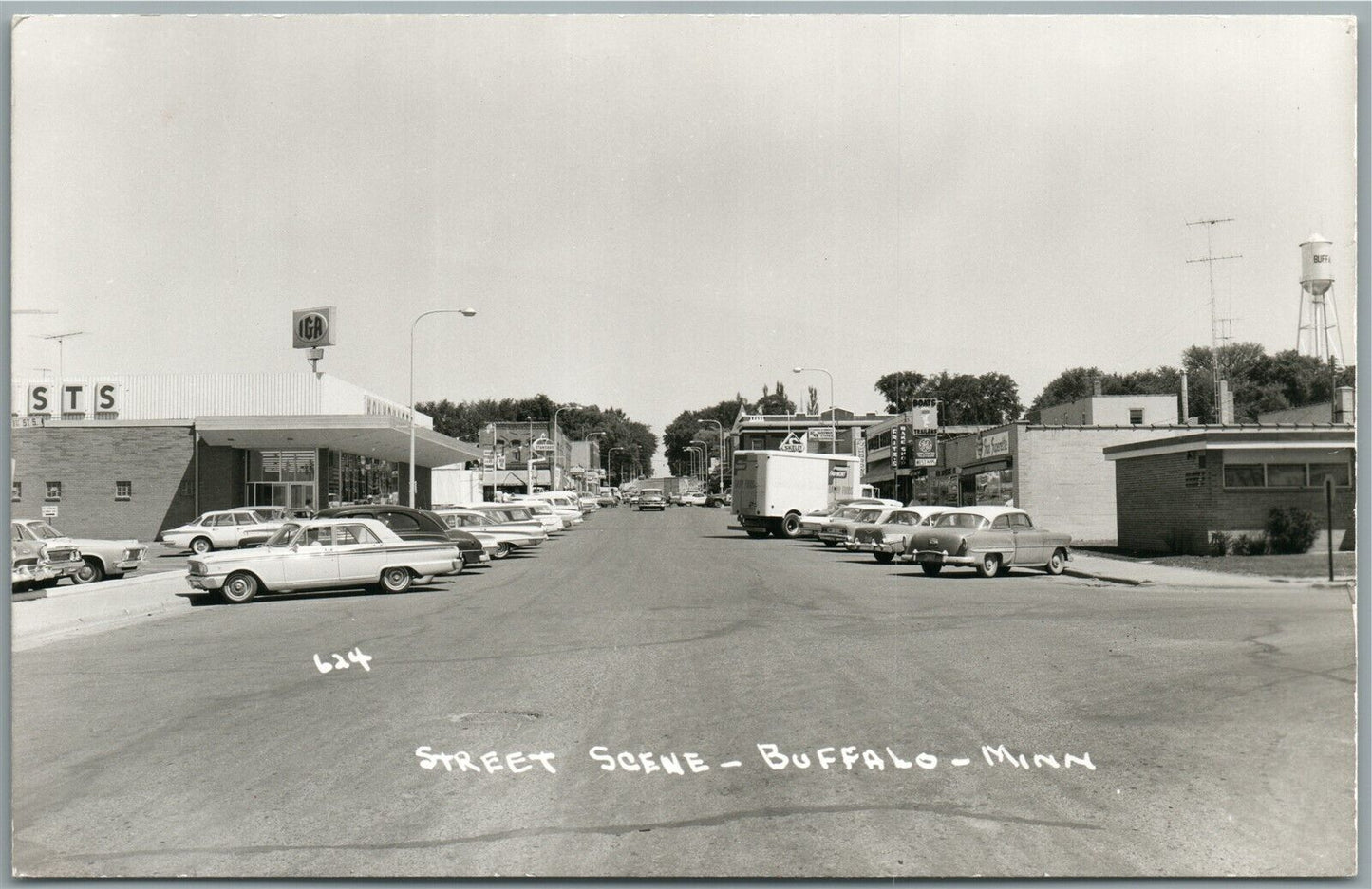 BUFFALO MN STREET SCENE VINTAGE REAL PHOTO POSTCARD RPPC
