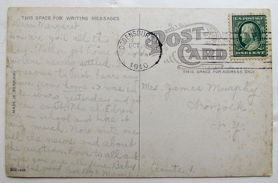 VINTAGE 1910 POSTCARD CITY WATER WORKS & DAM OSWEGATCHIE RIVER OGDENSBURG NY
