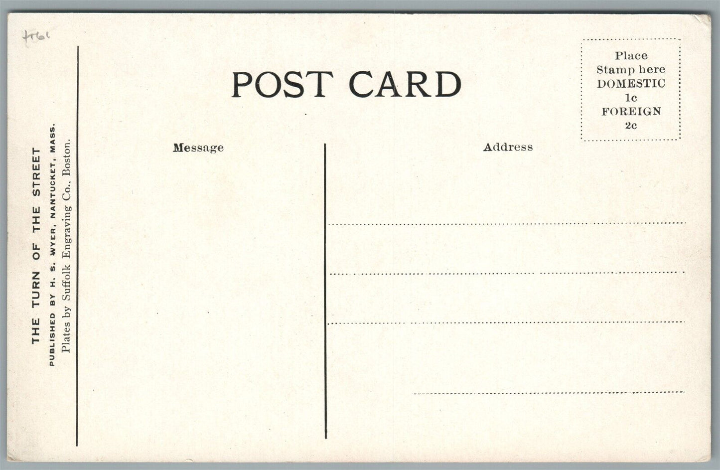 NANTUCKET MA TURN OF THE STREET ANTIQUE POSTCARD