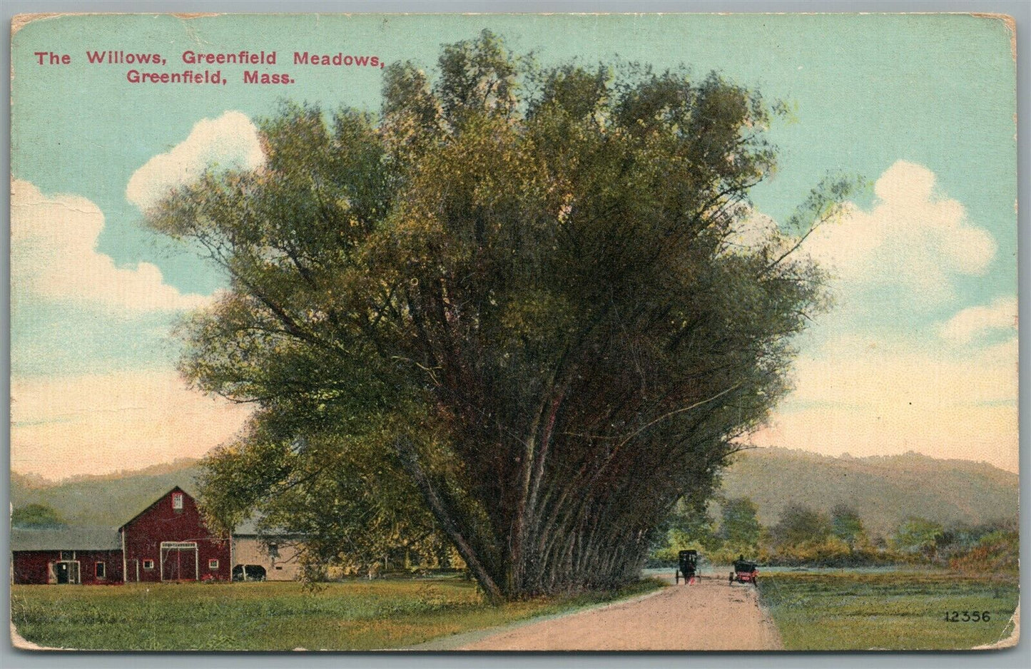 GREENFIELD MA THE WILLOWS ANTIQUE POSTCARD