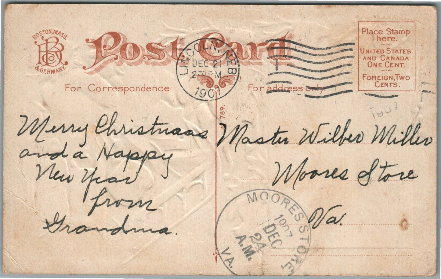 SANTA CLAUS LETTER CHRISTMAS ANTIQUE POSTCARD