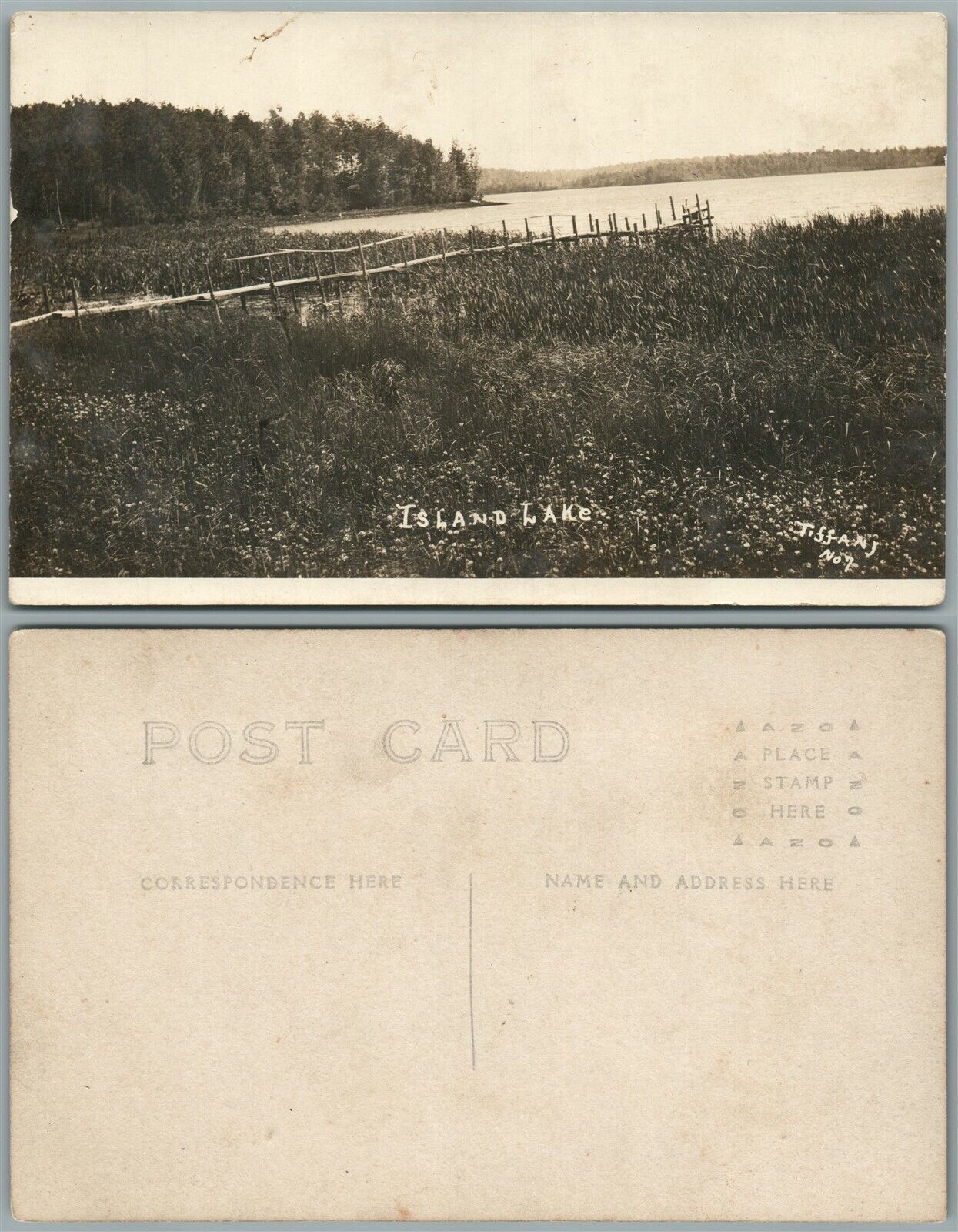 ISLAND LAKE ANTIQUE REAL PHOTO POSTCARD RPPC