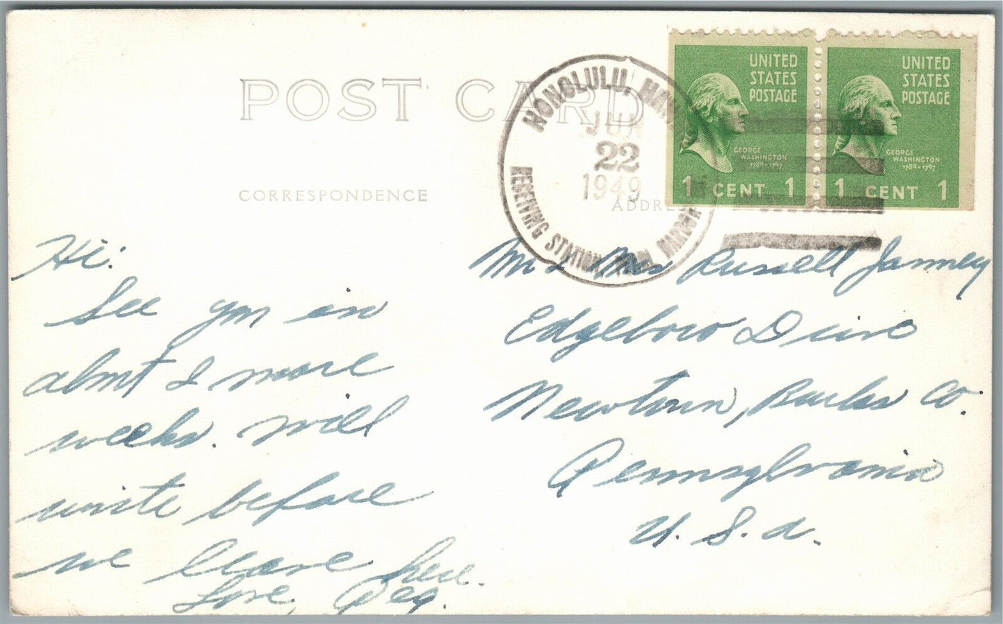 HONOLULU HI WAIKIKI AERIAL VIEW VINTAGE REAL PHOTO POSTCARD RPPC