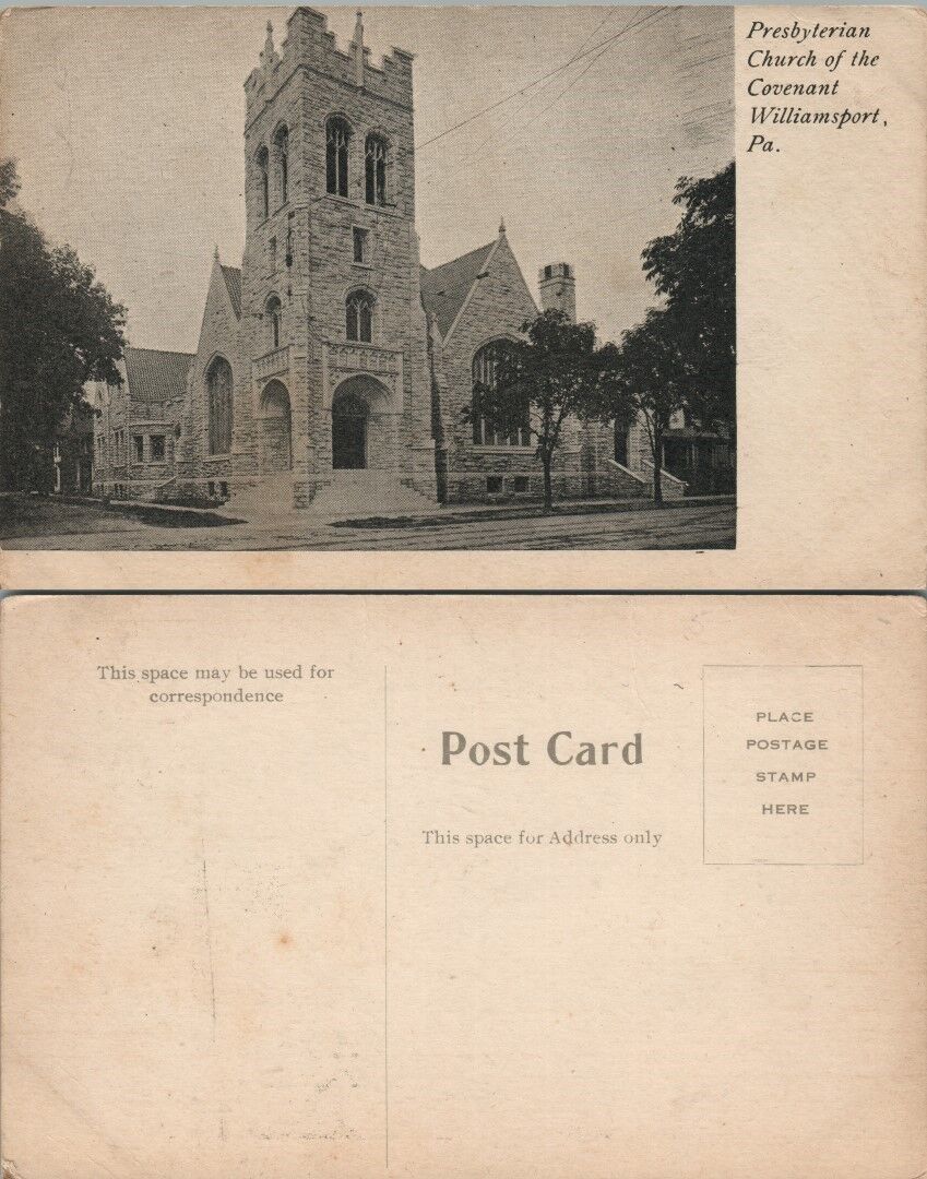 ANTIQUE POSTCARD PRESBYTERIAN CHURCH OF THE COVENANT WILLIAMSPORT PA