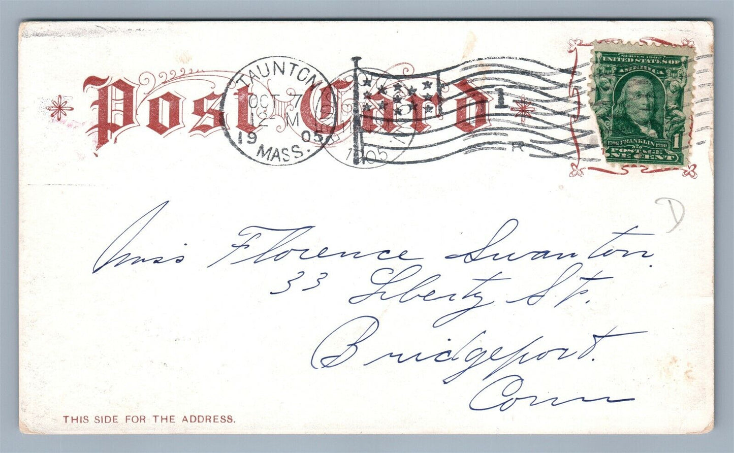 TAUNTON MA CITY SQUARE ANTIQUE POSTCARD by ARTHUR LIVINGSTON