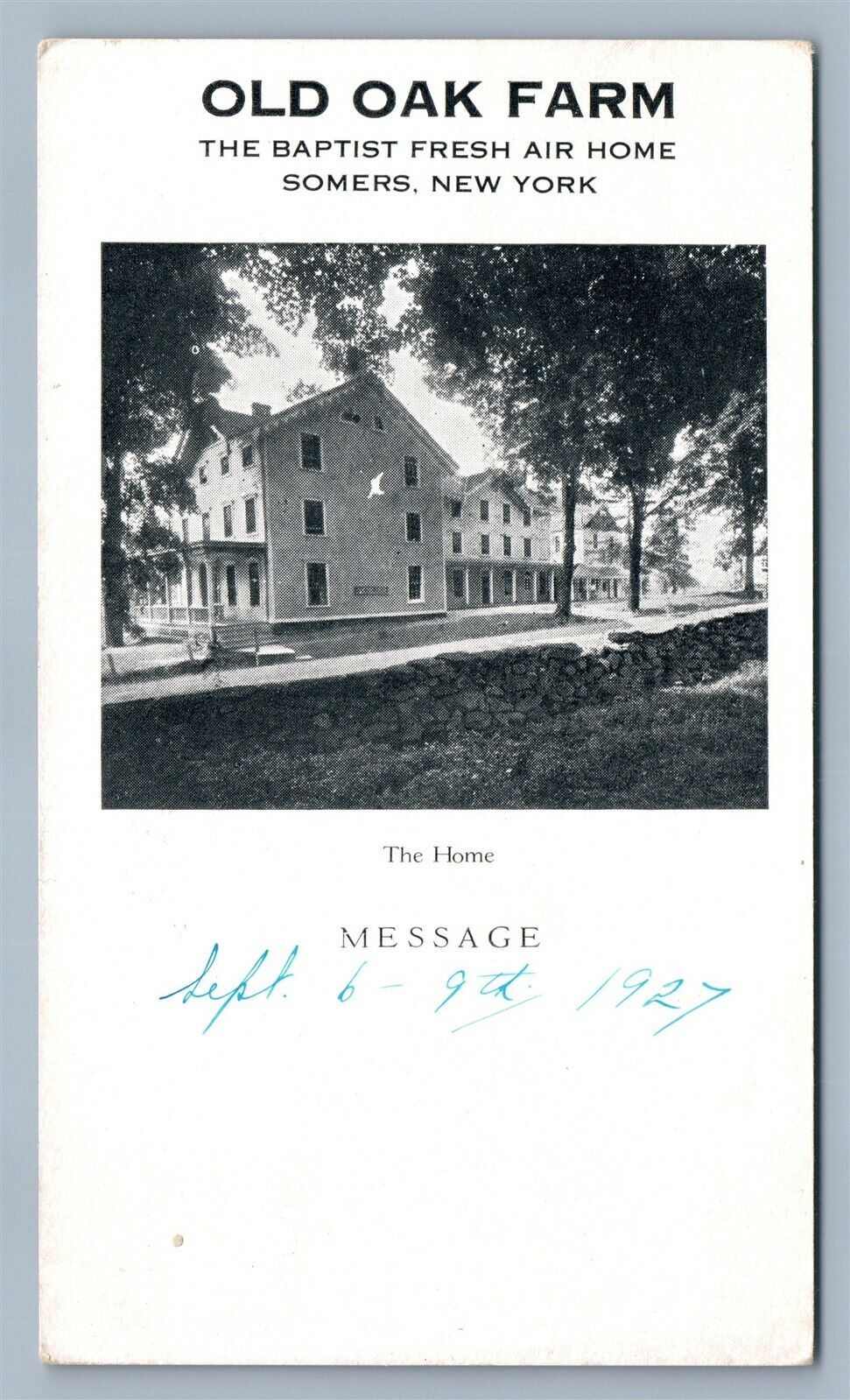 SOMERS NY OLD OAK FARM BAPTIST FRESH AIR HOUSE ANTIQUE POSTCARD