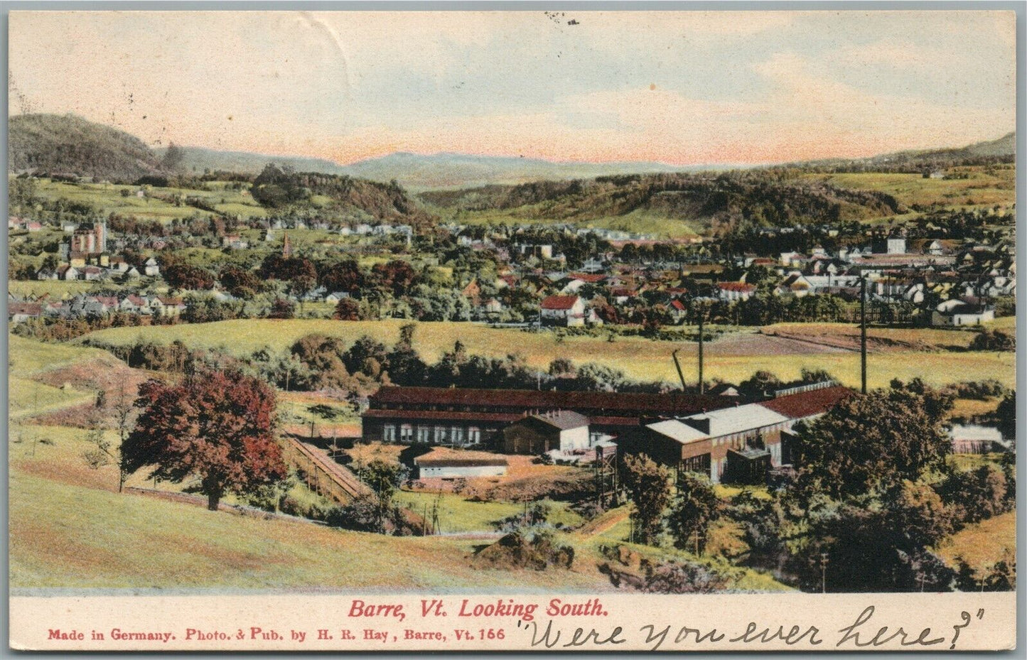 BARRE VT LOOKING SOUTH ANTIQUE POSTCARD