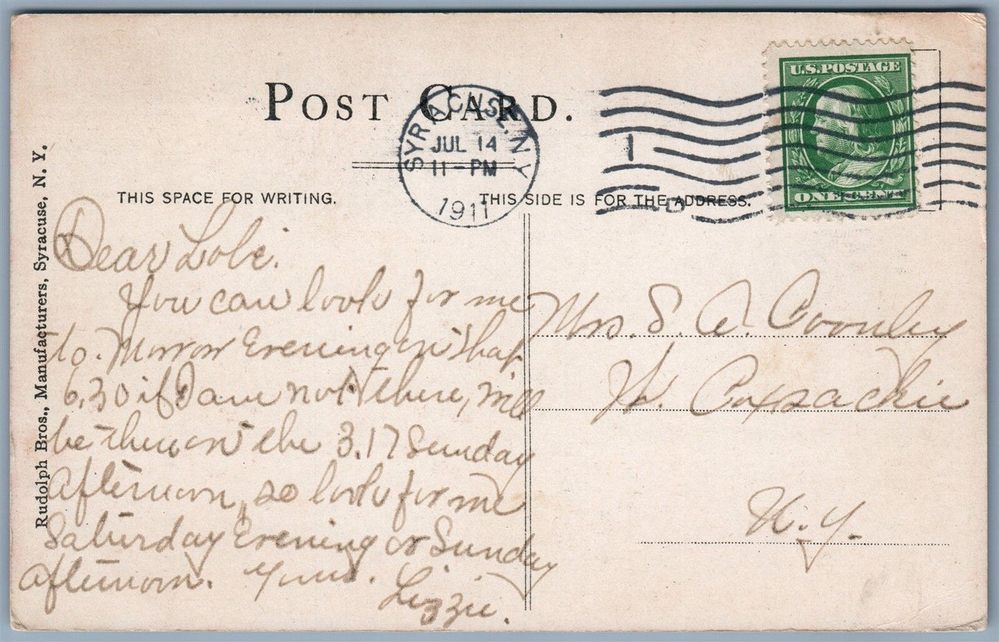 SYRACUSE NY NORTH SALINA STREET 1911 ANTIQUE POSTCARD