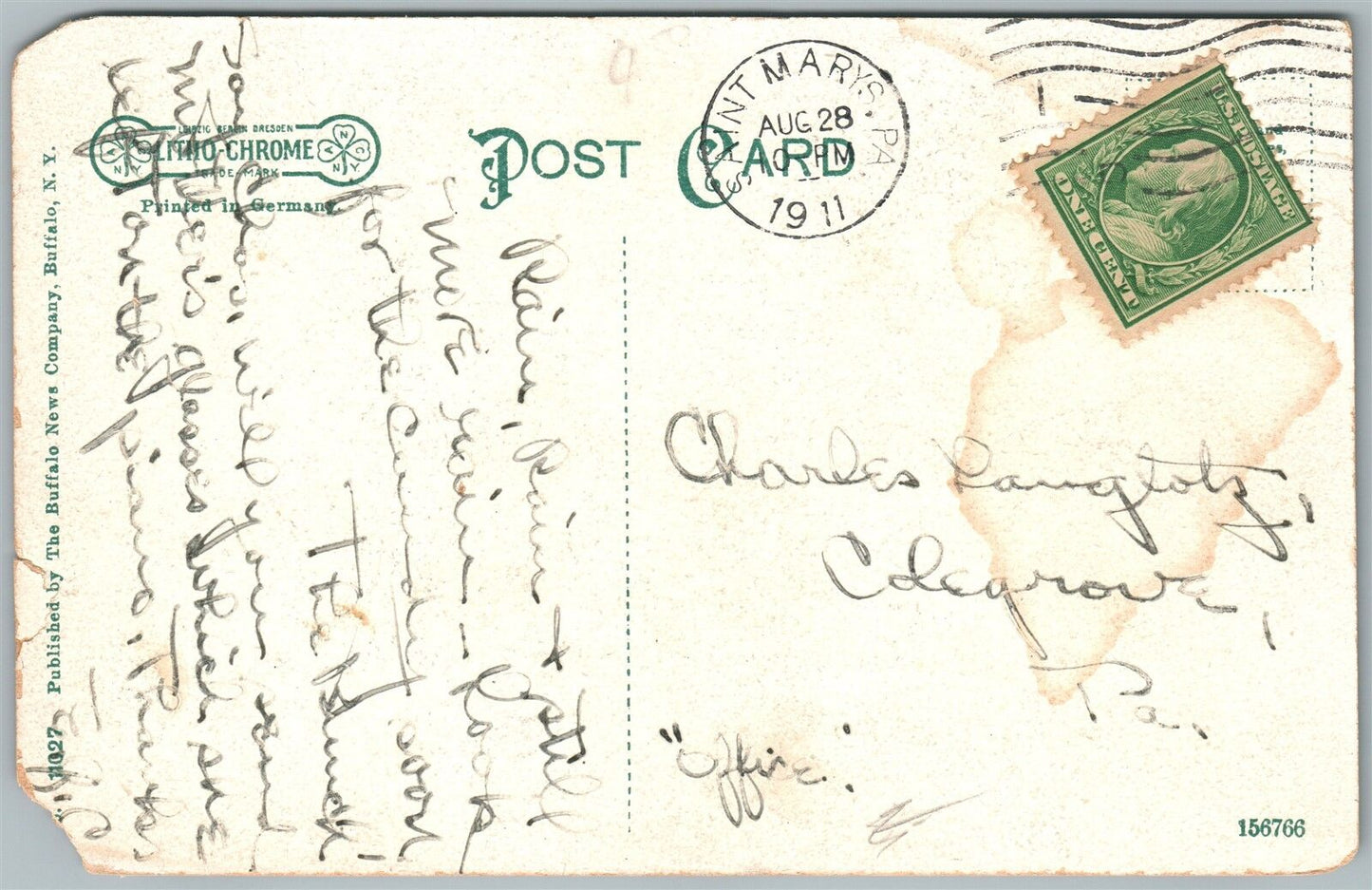 SAINT MARY'S PA STREET PARADE 1911 ANTIQUE POSTCARD