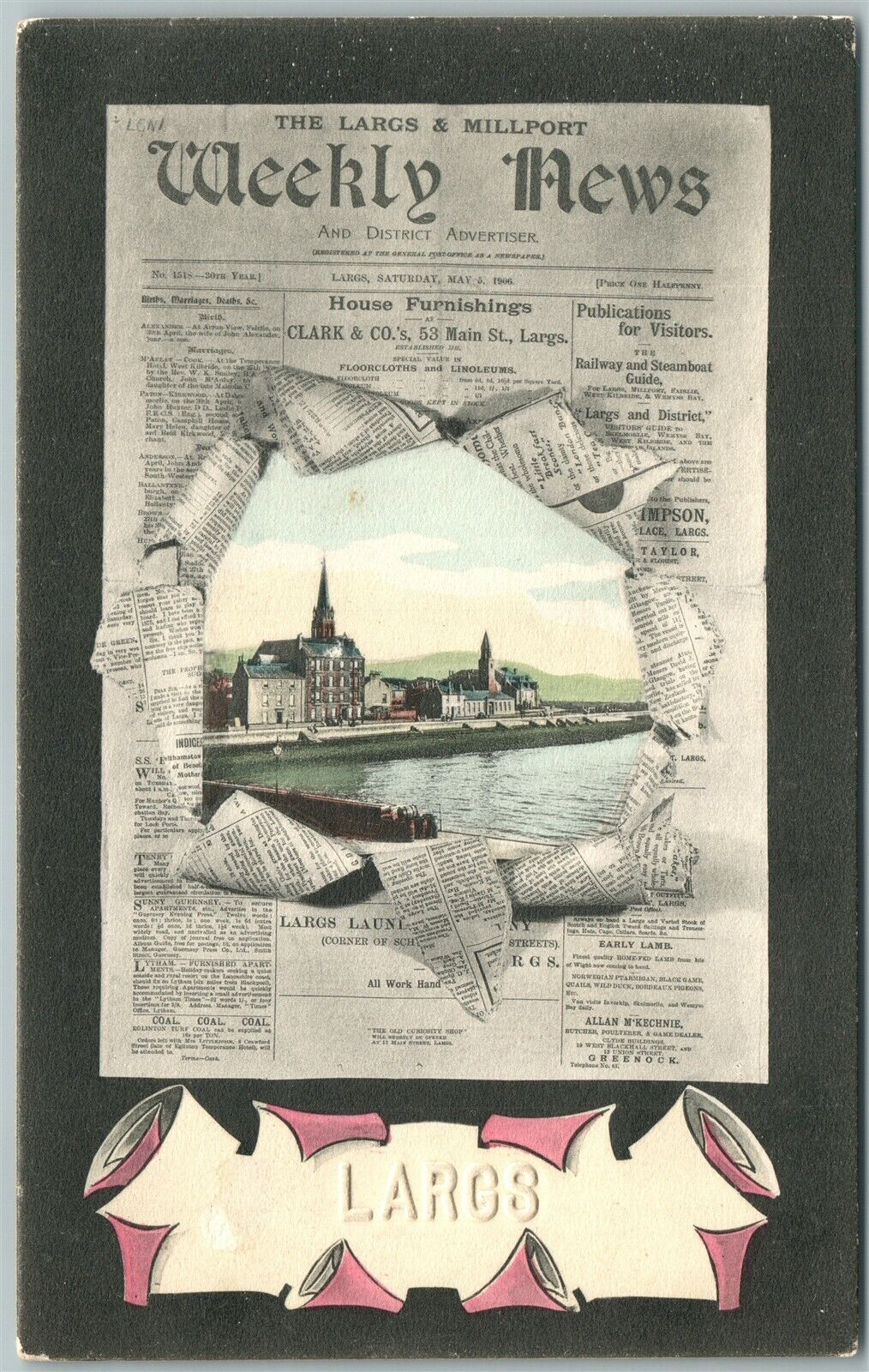 LARGS SCOTLAND ANTIQUE POSTCARD WEEKLY NEWS NEWSPAPER