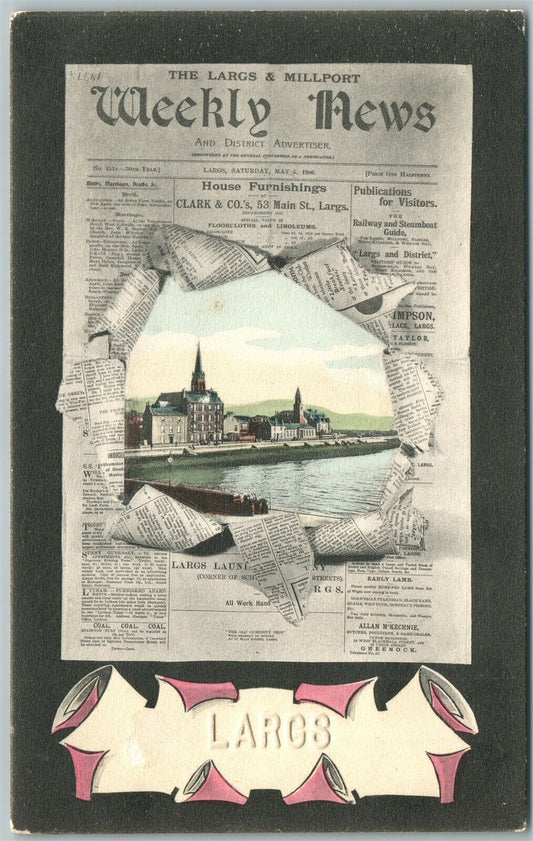 LARGS SCOTLAND ANTIQUE POSTCARD WEEKLY NEWS NEWSPAPER