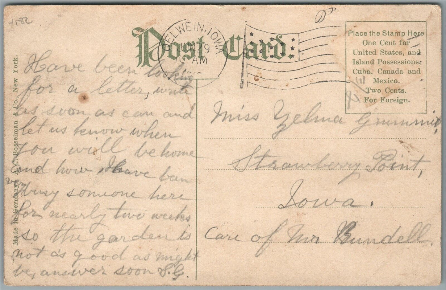 OELWEIN IA SOUTH FREDERICK STREET ANTIQUE POSTCARD