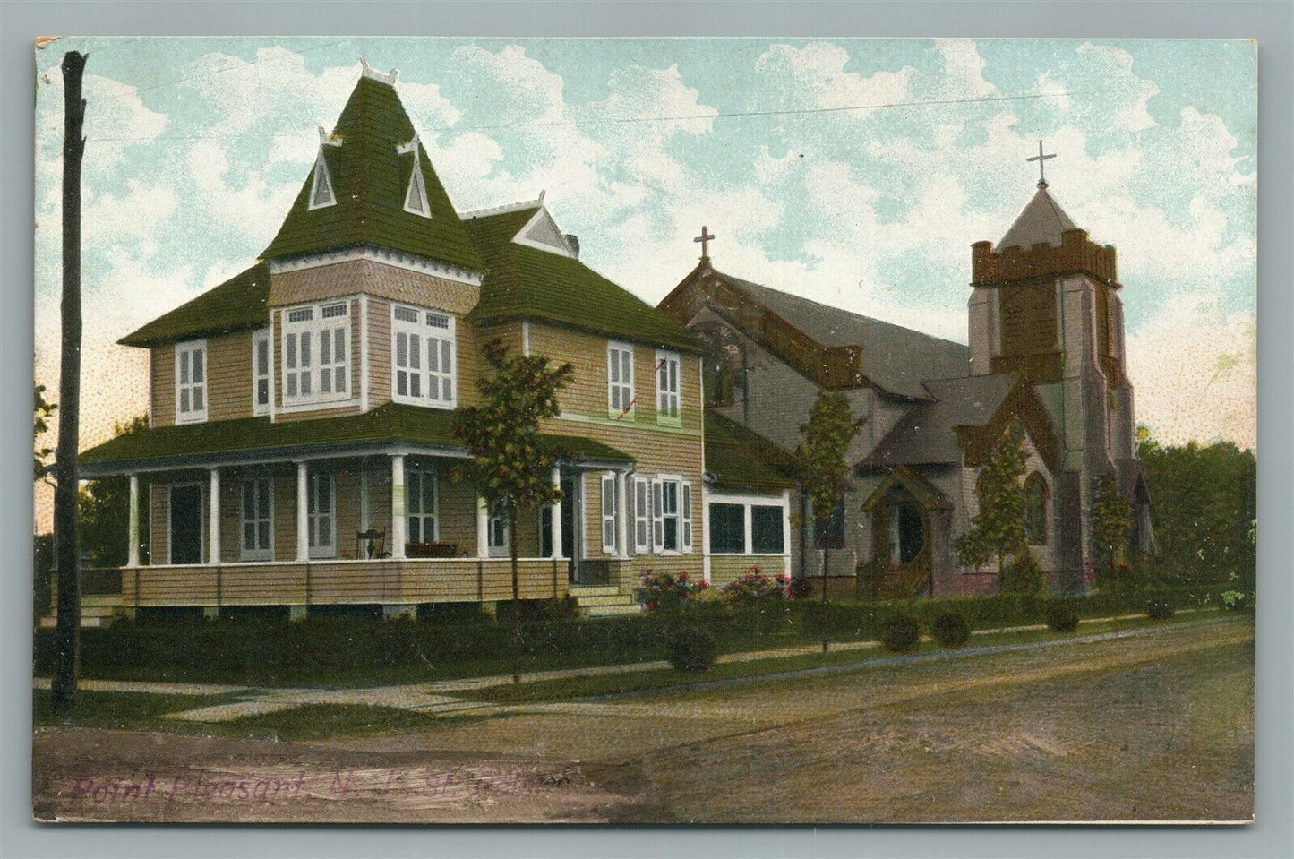 POINT PLEASANT NJ ST.PETER'S CHURCH ANTIQUE POSTCARD