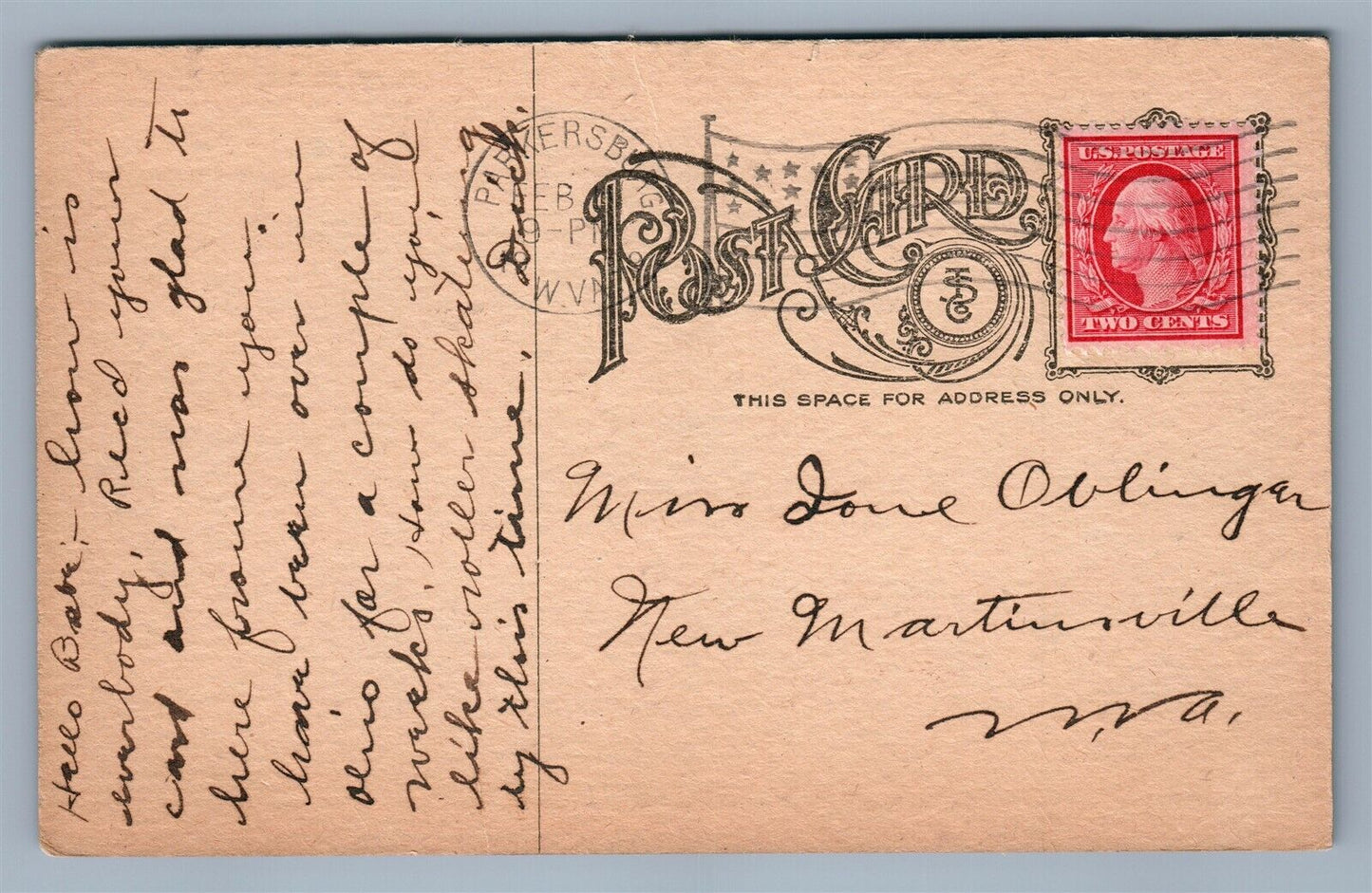 PARKERSBURG WV w/ US MAP ANTIQUE POSTCARD