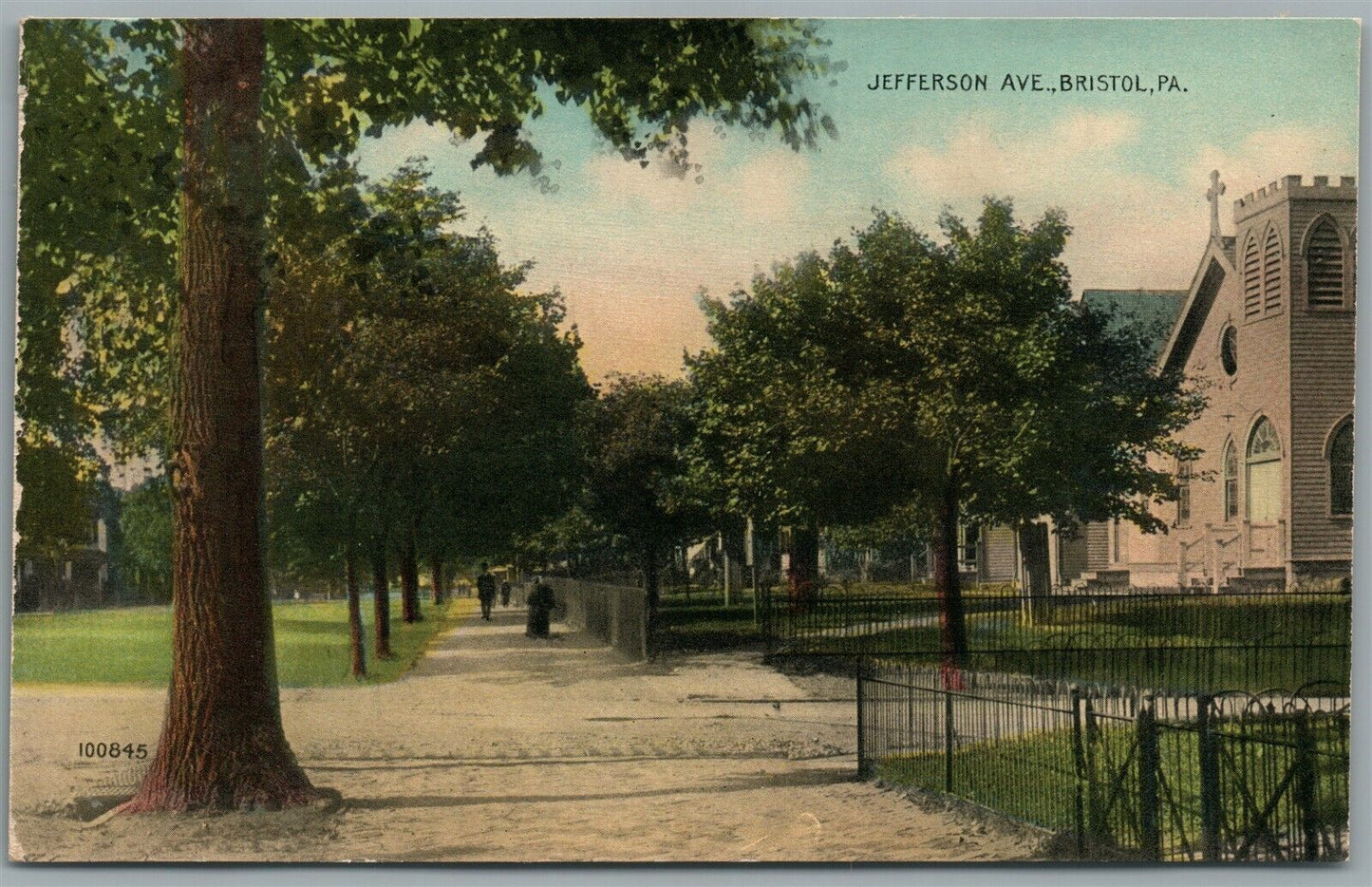 BRISTOL PA JEFFERSON AVENUE ANTIQUE POSTCARD