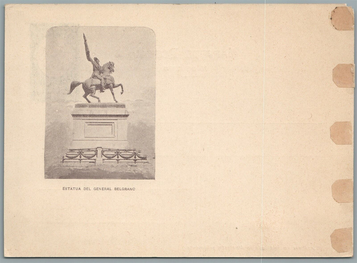 ARGENTINA 1901 ANTIQUE POSTCARD ESTATUA DEL GENERAL BELGRANO