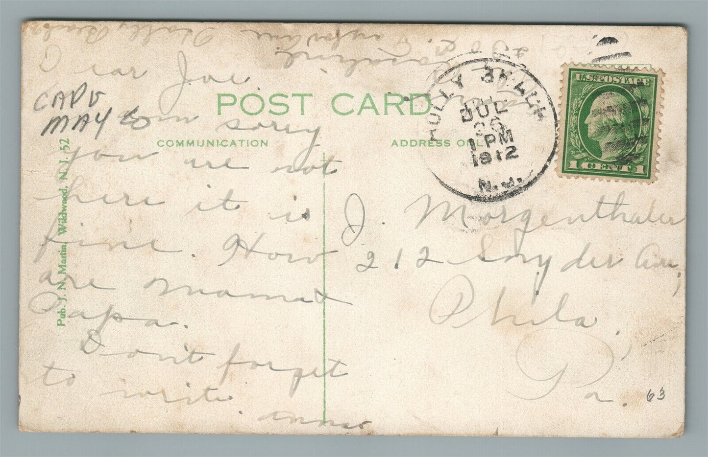 WILDWOOD NJ ATLANTIC PIER ANTIQUE POSTCARD
