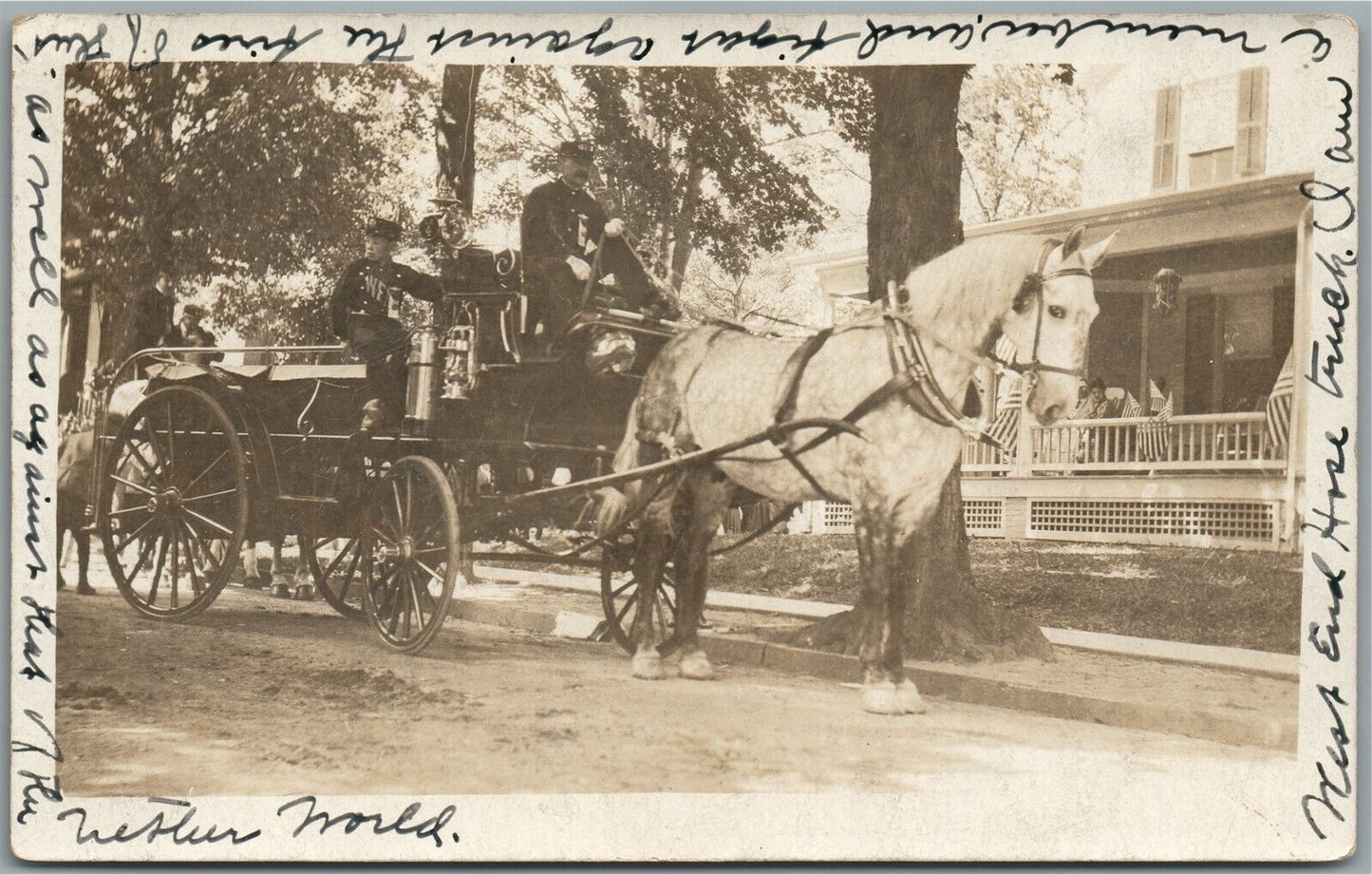 SOMERVILLE NJ FIRE FIGHTING ANTIQUE REAL PHOTO POSTCARD RPPC