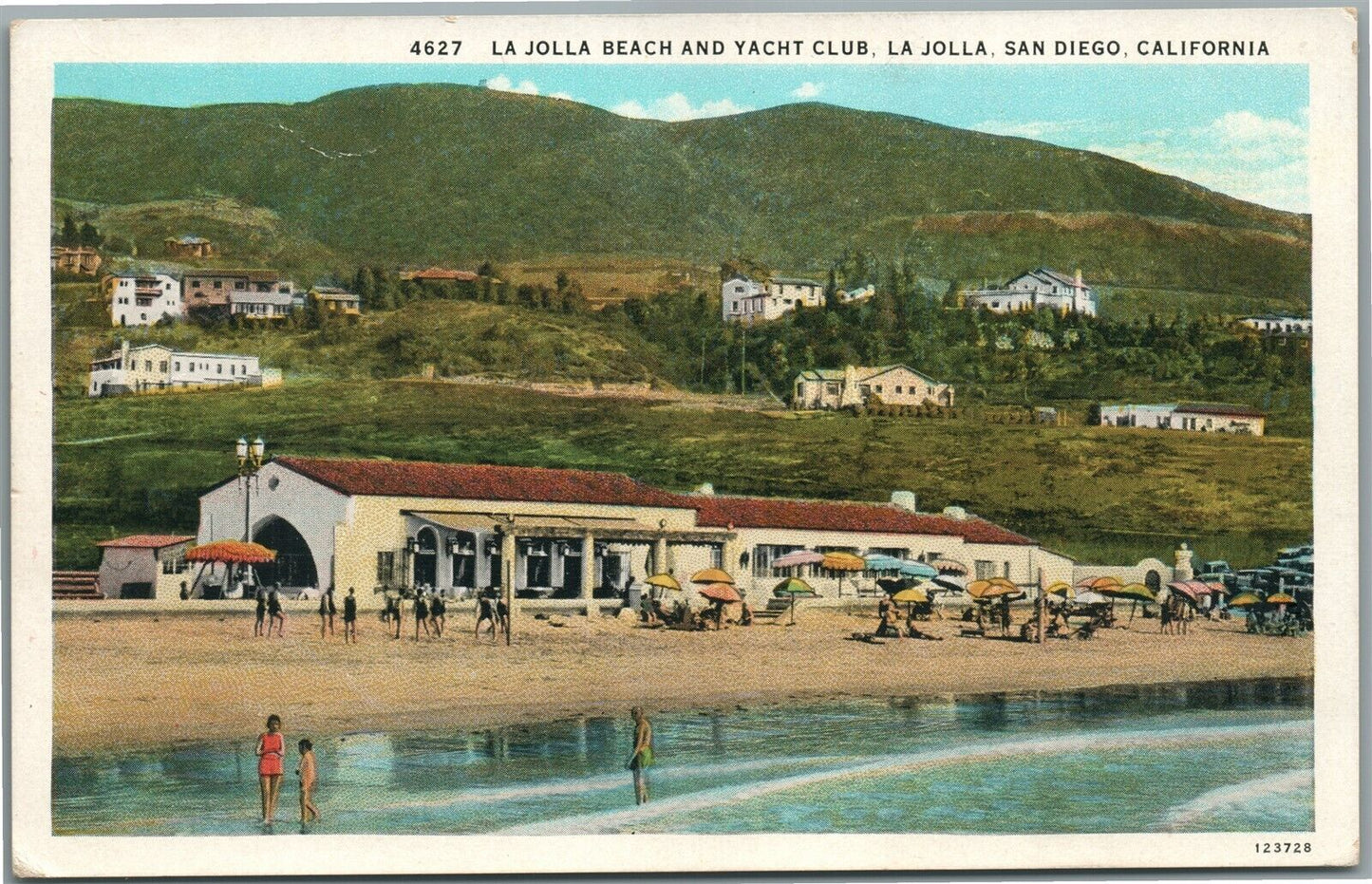 SAN DIEGO CA LA JOLLA BEACH & YACHT CLUB ANTIQUE POSTCARD