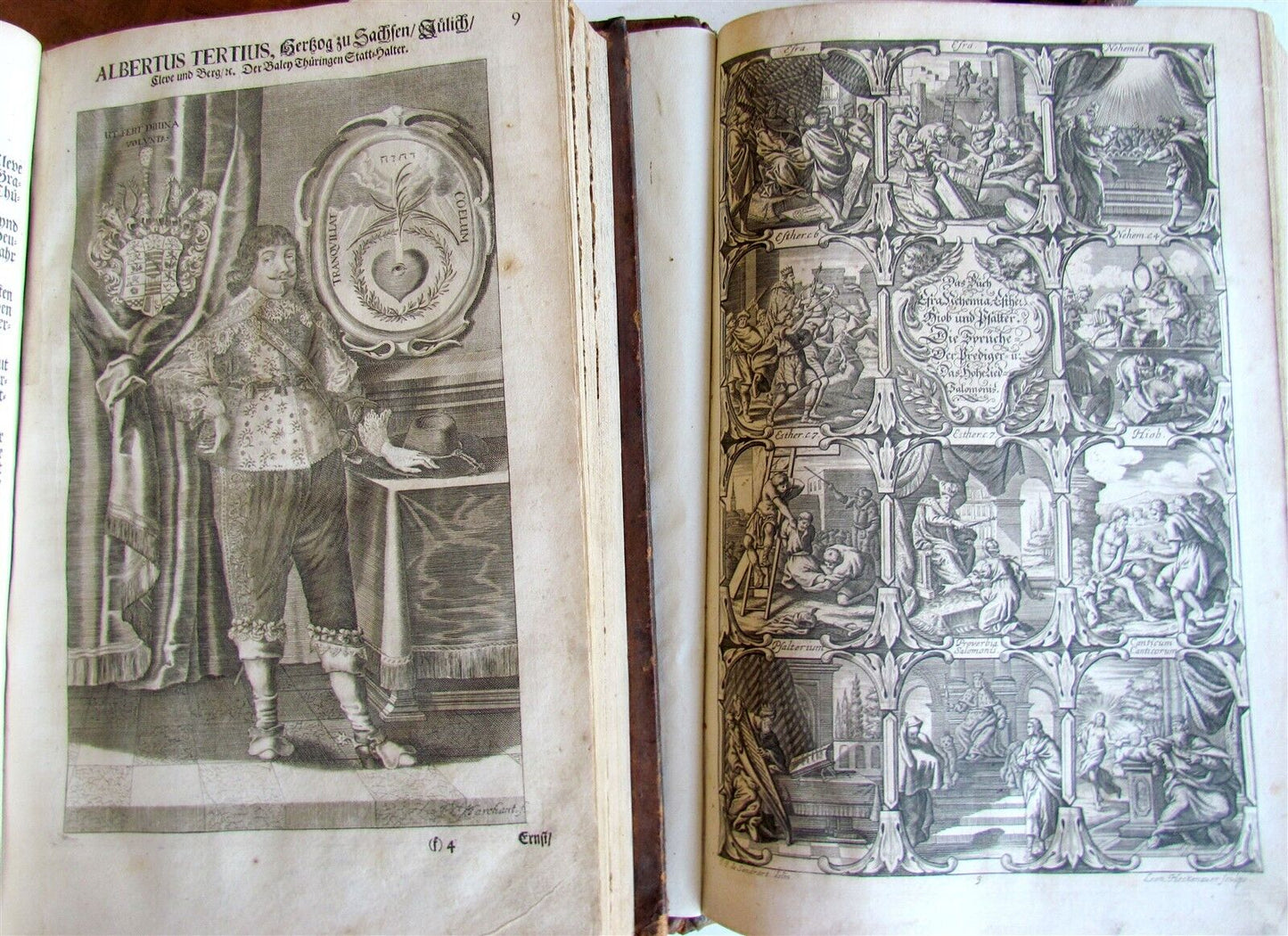 1708 BIBLE in GERMAN 3 MASSIVE FOLIO VOLUMES MARTIN LUTHER ILLUSTRATED antique