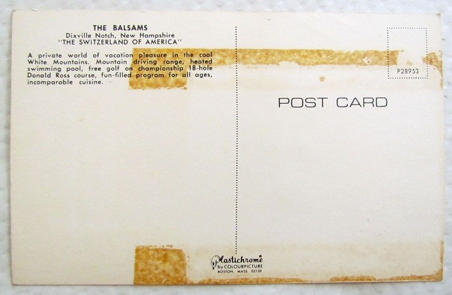 VINTAGE POSTCARD THE BALSAMS HOTEL DIXVILLE NOTCH N.H.