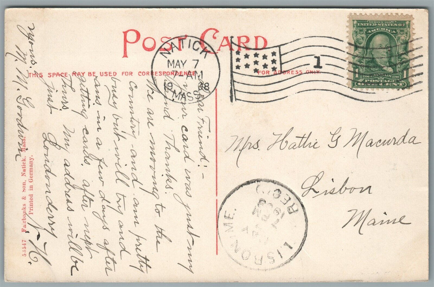 NATICK MA INDIAN BURYING GROUND ANTIQUE POSTCARD
