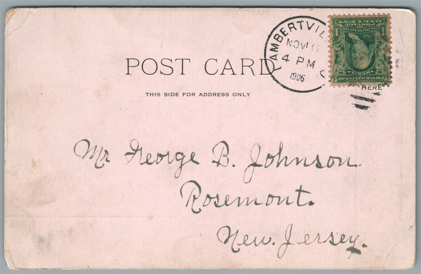 LAMBERTVILLE NJ RIVER ROAD ANTIQUE POSTCARD