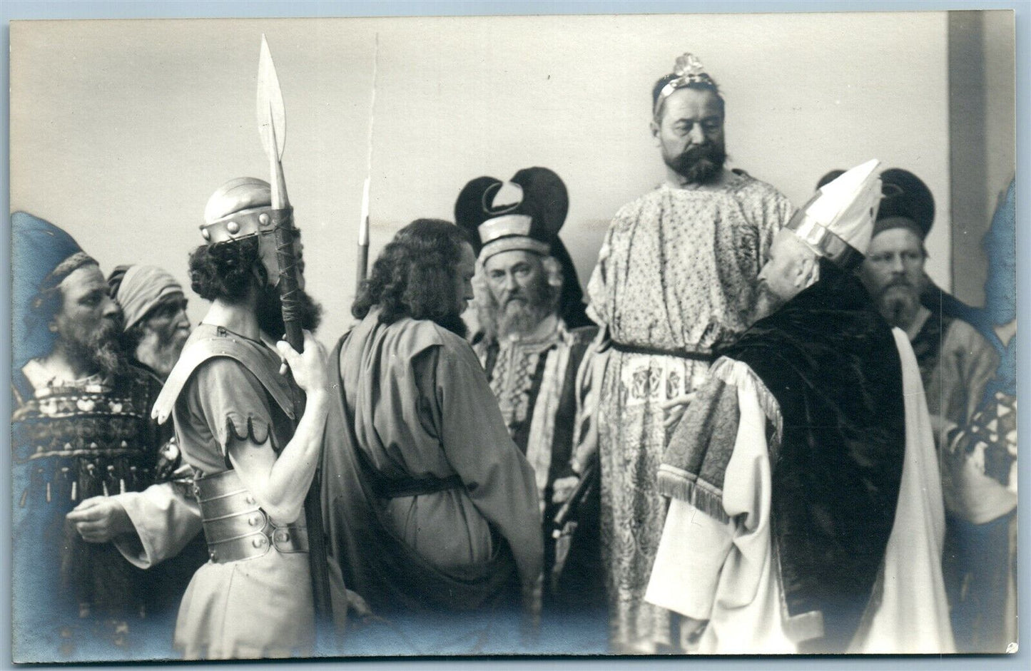 OBERAMMERGAU PASSION PLAY GERMAN ANTIQUE REAL PHOTO POSTCARD RPPC JESUS & PILATE