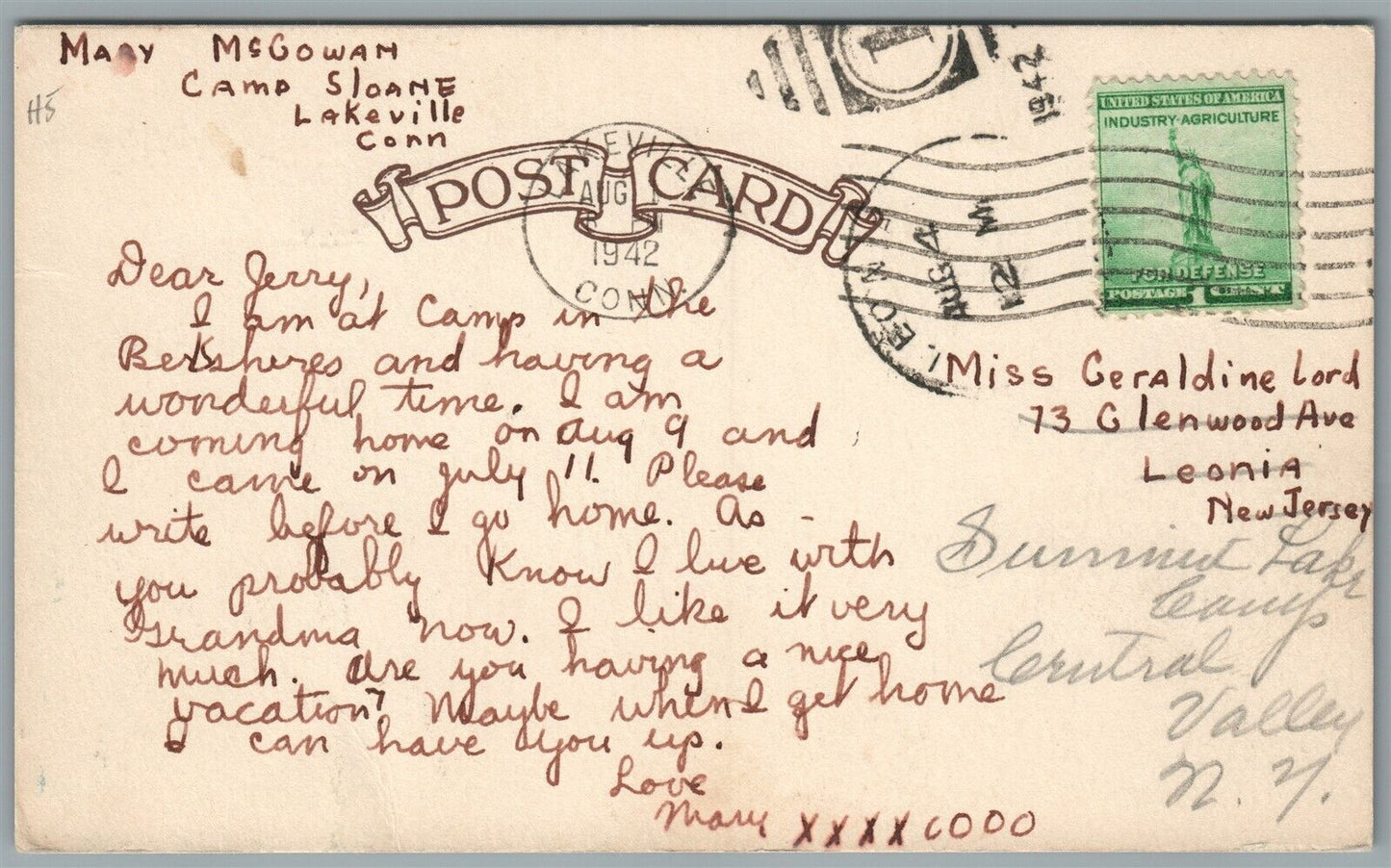 LAKEVILLE CT CAMP SLOANE CANOE PRACTICE ANTQUE POSTCARD