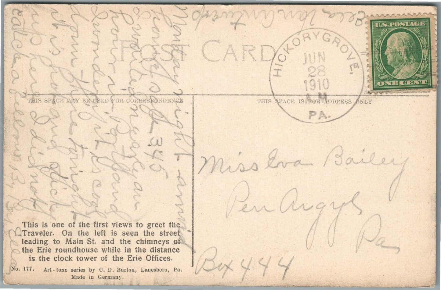 SUSQUEHANNA PA FRONT STREET ANTIQUE POSTCARD