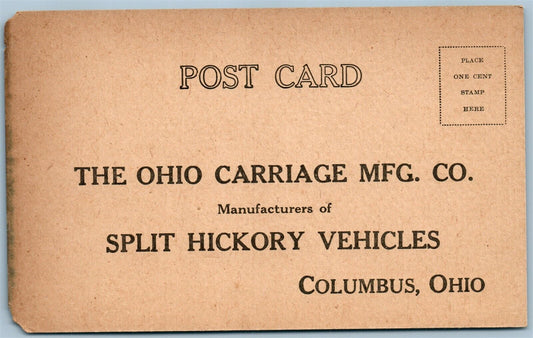 COLUMBUS OH OHIO CARRIAGE MFC CO. SPLIT HICKORY VEHICLES ANTIQUE POSTCARD