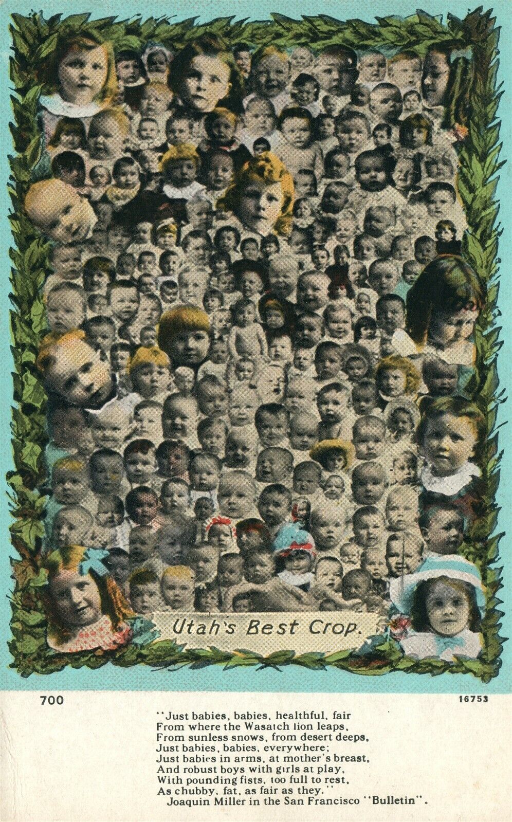 MULTIPLE BABIES UTAH'S BEST CROP 1938 VINTAGE POSTCARD