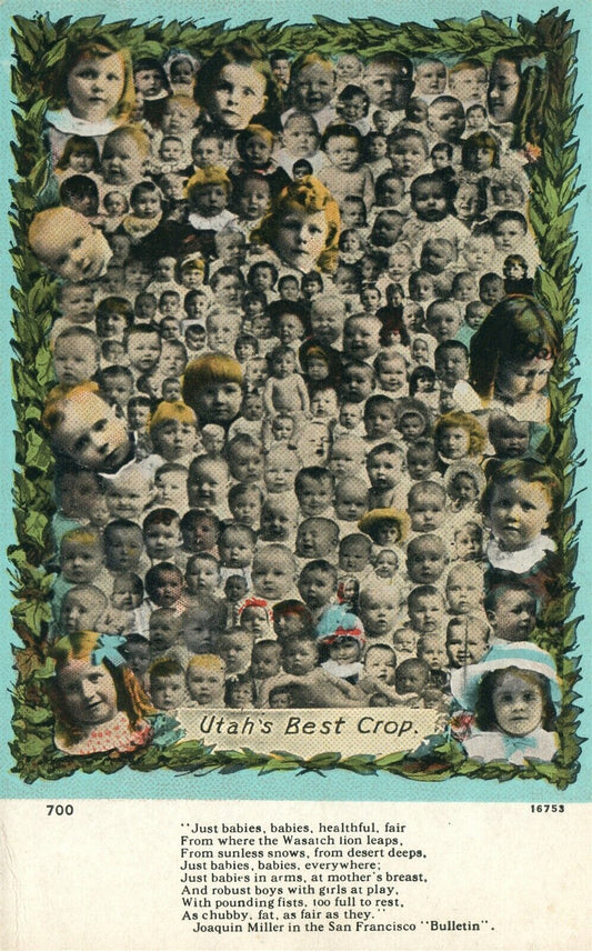MULTIPLE BABIES UTAH'S BEST CROP 1938 VINTAGE POSTCARD