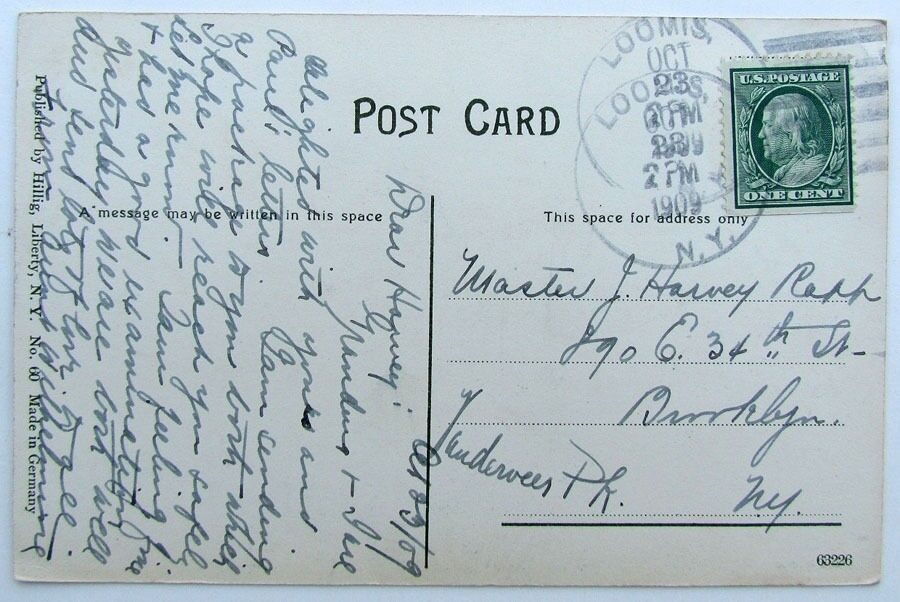 VINTAGE 1909 POSTCARD CASINO AND MAIN BUILDING LOOMIS SANATORIUM LIBERTY NY