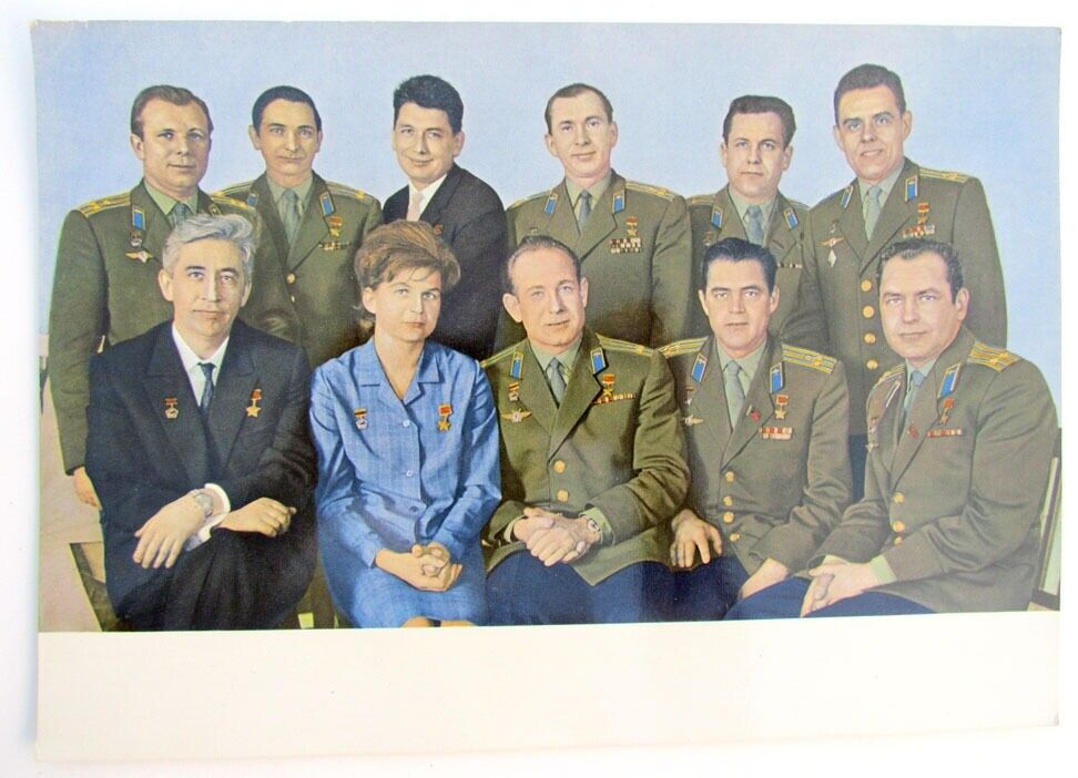 1960s RUSSIAN SPACE COSMONAUTS LARGE GROUP PHOTO GAGARIN TERESHKOVA LEONOV
