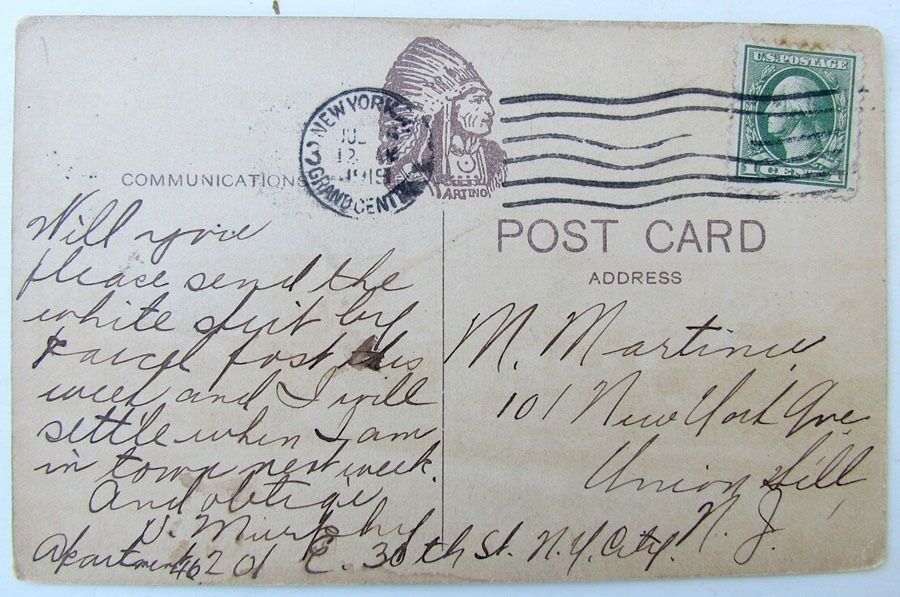 VINTAGE 1919 POSTCARD LOOKING EAST WOODBOURNE NY NEW YORK