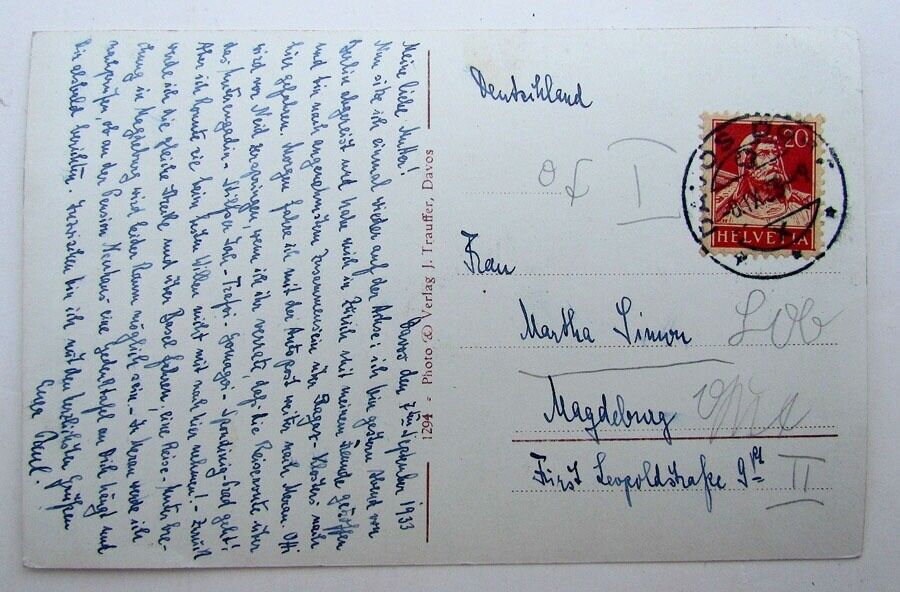 VINTAGE POSTCARD RAILROAD at DAVOS SWITZERLAND railway train PARSENNBAHN