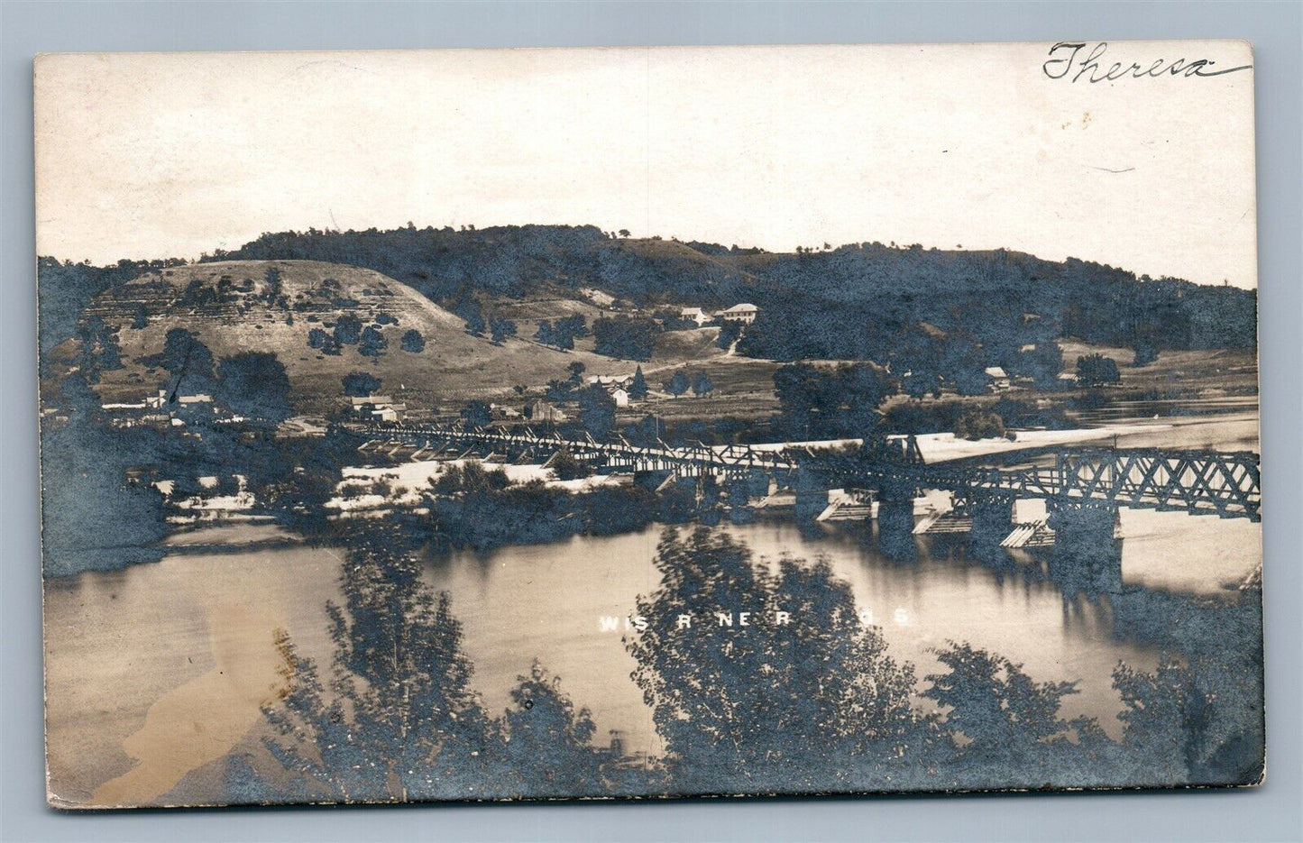 PRAIRIE DU SAC WI BRIDGE ANTIQUE REAL PHOTO POSTCARD RPPC