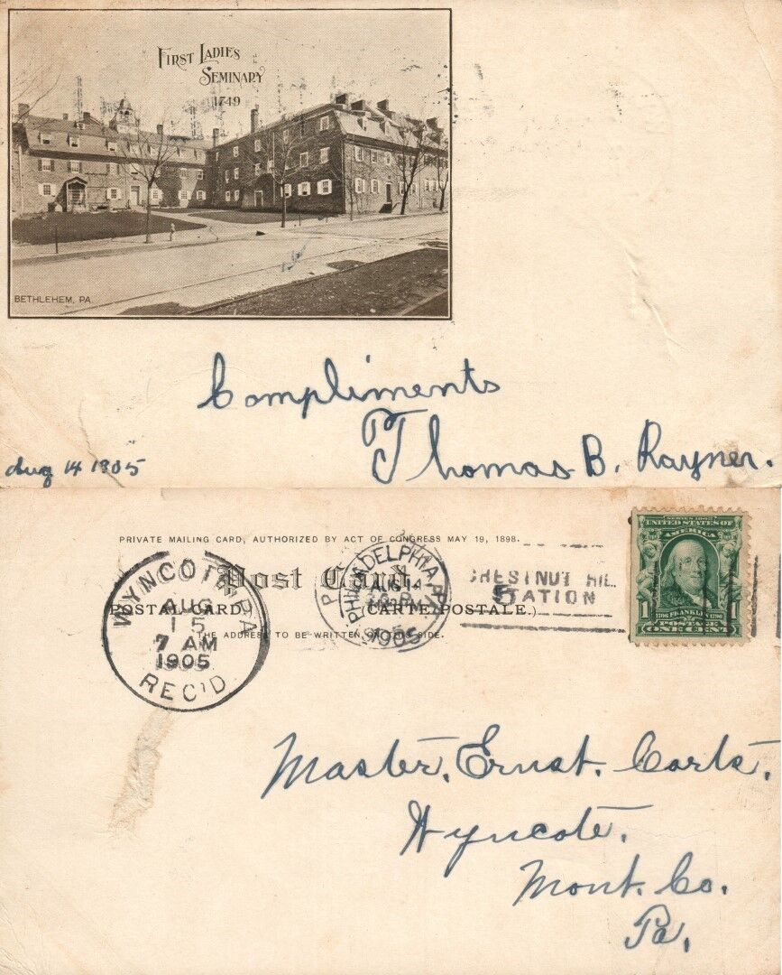 BETHLEHEM PA FIRST LADIES SEMINARY 1905 UNDIVIDED ANTIQUE POSTCARD