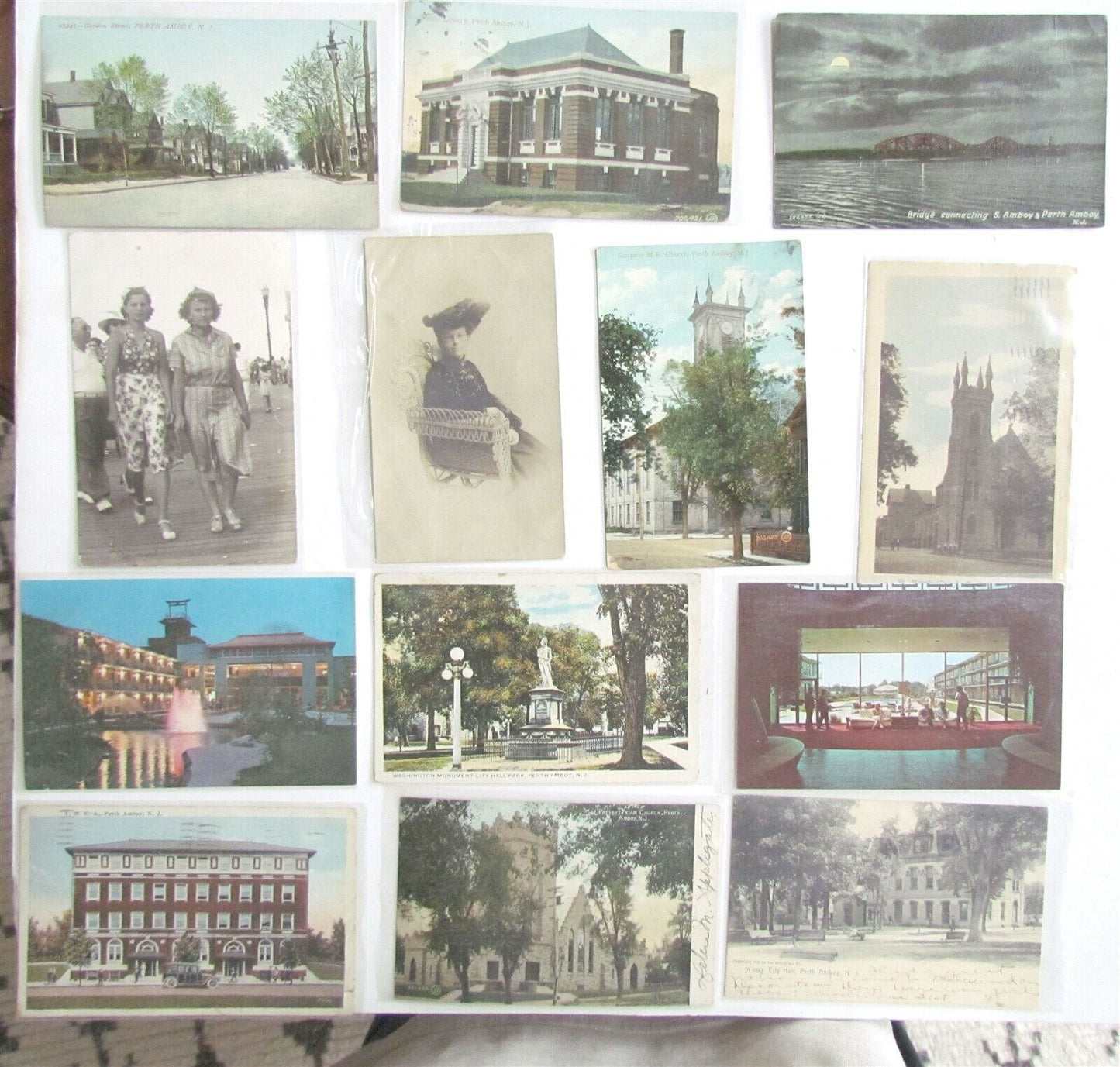 NEW JERSEY NJ lot 37 ANTIQUE VINTAGE POSTCARDS BOUND BROOK PERTH AMBOY WILDWOOD