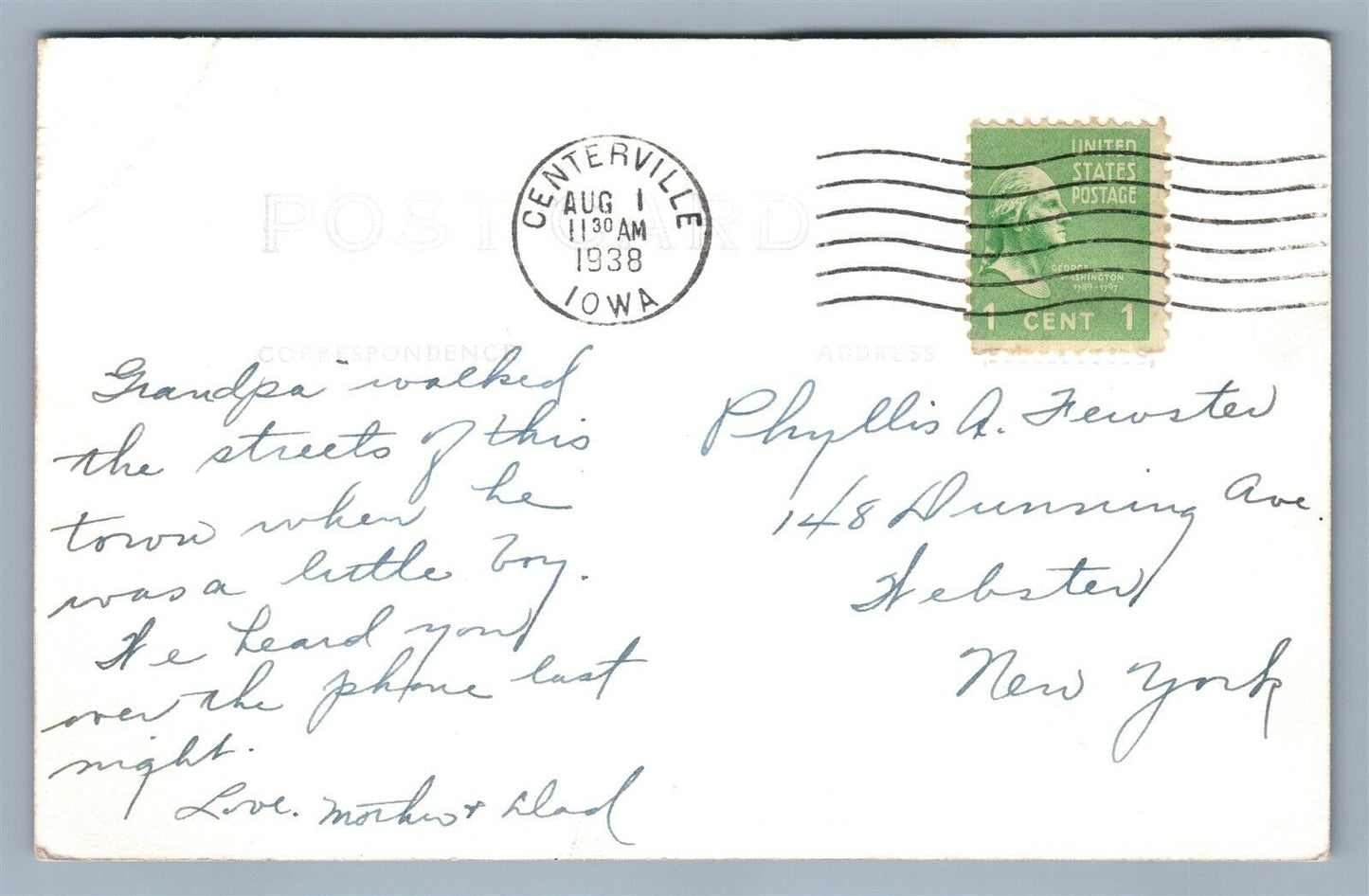 CENTERVILLE IA COURT HOUSE VINTAGE REAL PHOTO POSTCARD RPPC