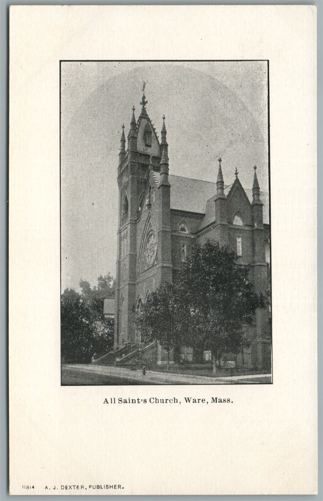 WARE MA ALL SAINTS CHURCH ANTIQUE POSTCARD