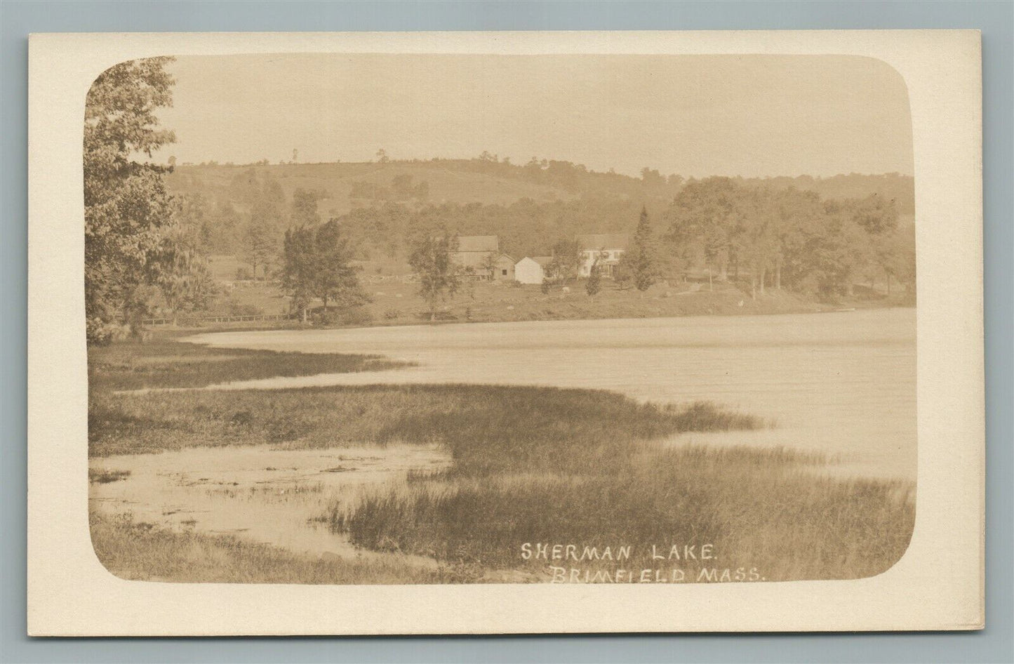 BRIMFIELD MA SHERMAN LAKE ANTIQUE REAL PHOTO POSTCARD RPPC