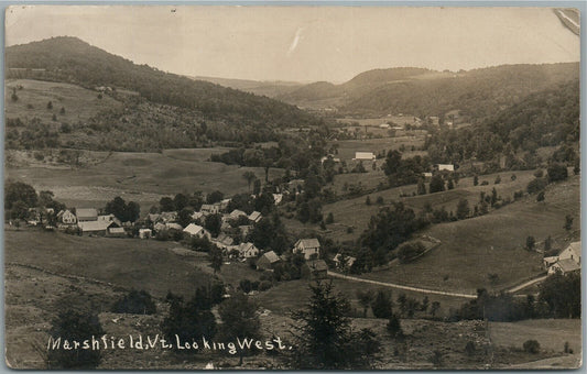 MARSHFIELD VT BIRDS EYE VIEW ANTIQUE REAL PHOTO POSTCARD RPPC