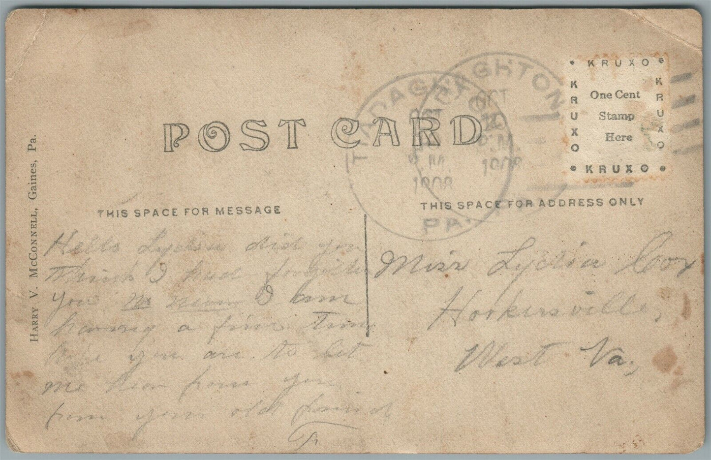 WELLSBORO PA STREET SCENE WELCOME FIREMEN SIGN ANTIQUE REAL PHOTO POSTCARD RPPC